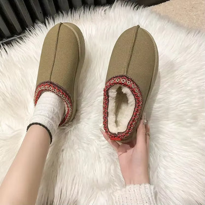 Women Plush Platform Furry Slippers