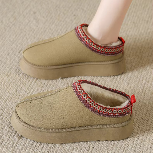 Women Plush Platform Furry Slippers