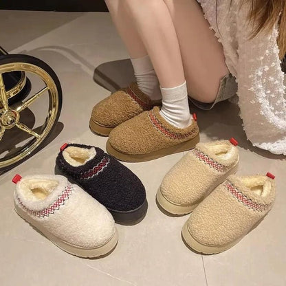 Women Cozy Cotton Platform Furry Slippers