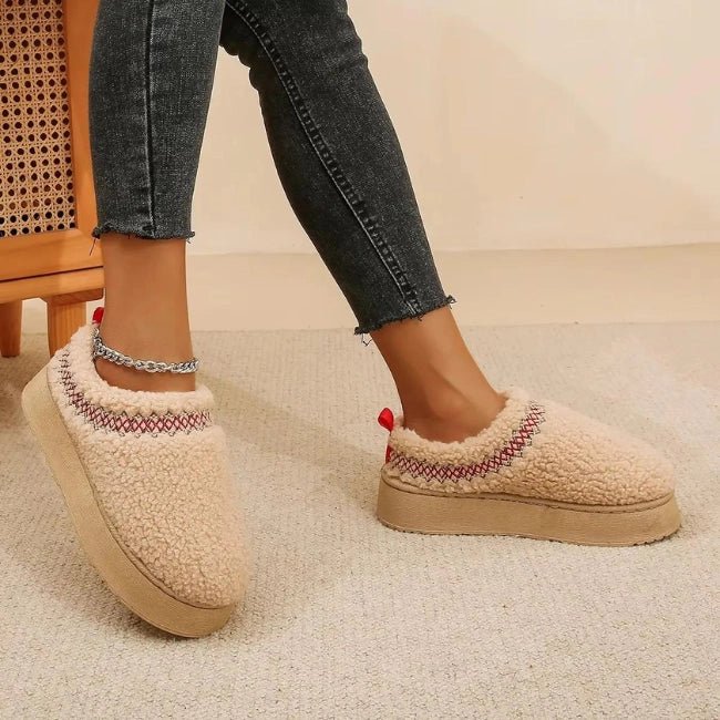 Women Cozy Cotton Platform Furry Slippers