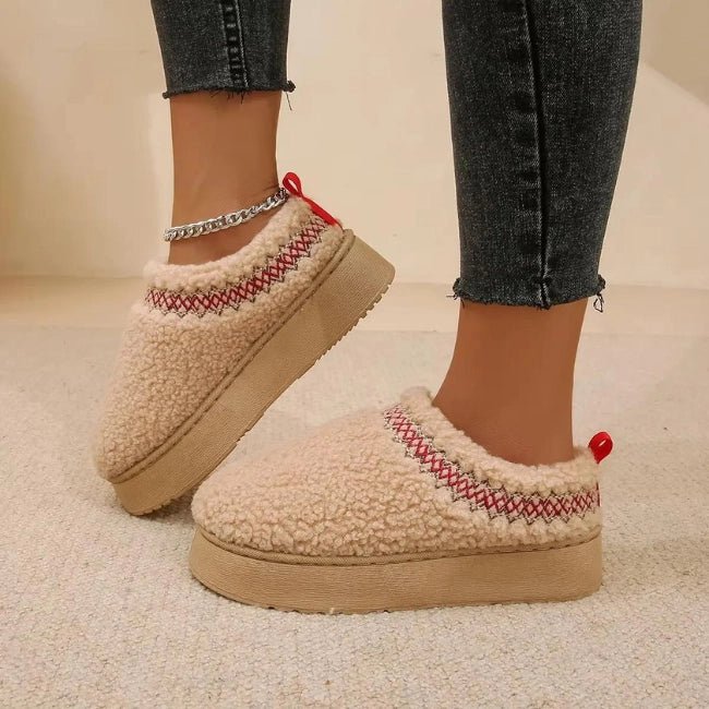 Women Cozy Cotton Platform Furry Slippers