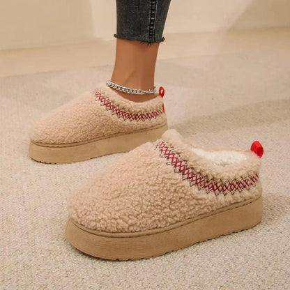 Women Cozy Cotton Platform Furry Slippers