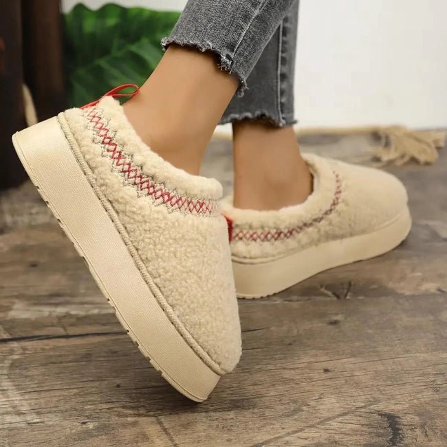 Women Cozy Cotton Platform Furry Slippers