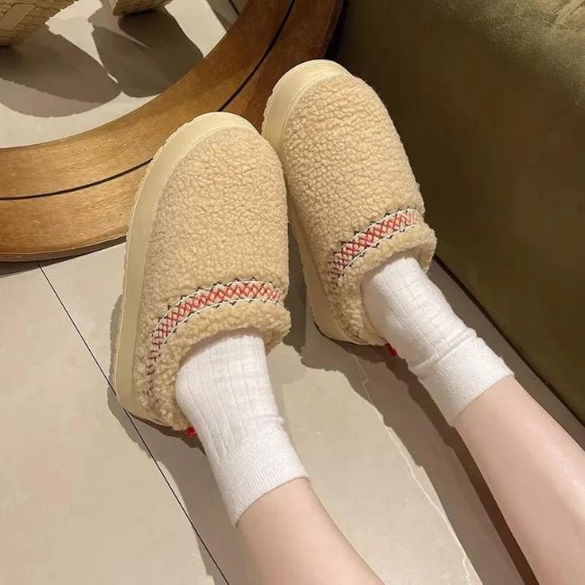 Women Cozy Cotton Platform Furry Slippers