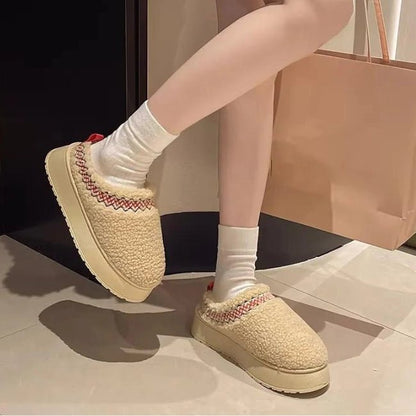 Women Cozy Cotton Platform Furry Slippers