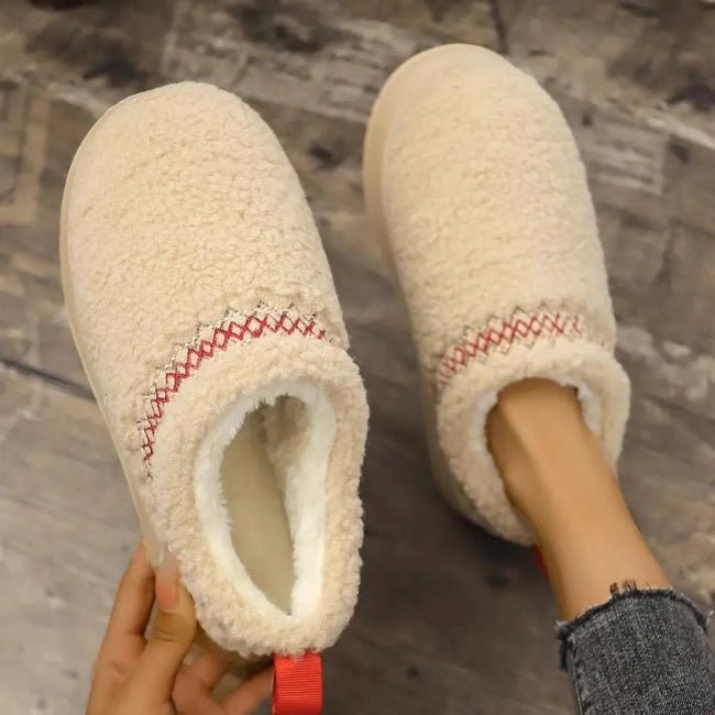 Women Cozy Cotton Platform Furry Slippers