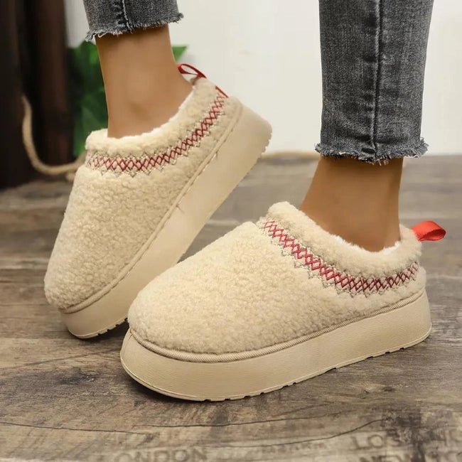 Women Cozy Cotton Platform Furry Slippers