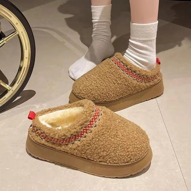 Women Cozy Cotton Platform Furry Slippers