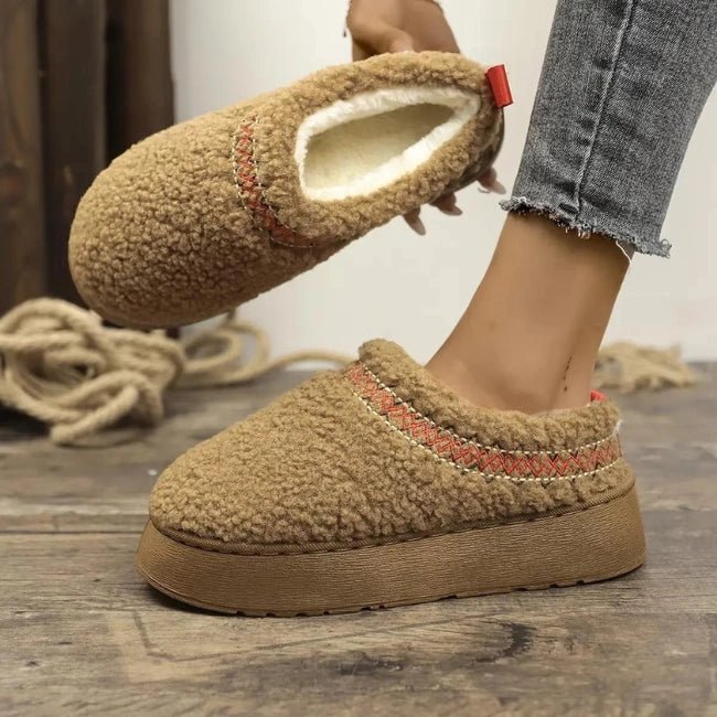 Women Cozy Cotton Platform Furry Slippers