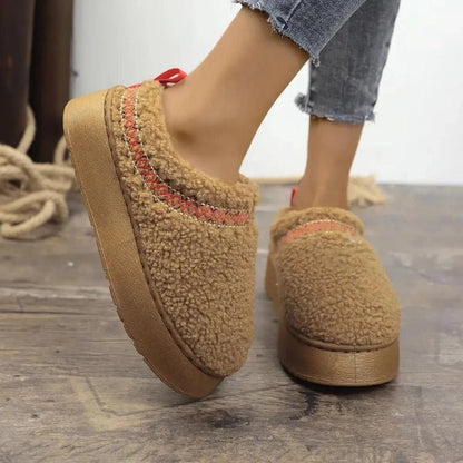 Women Cozy Cotton Platform Furry Slippers