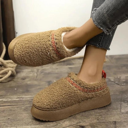 Women Cozy Cotton Platform Furry Slippers