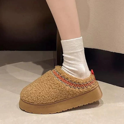 Women Cozy Cotton Platform Furry Slippers