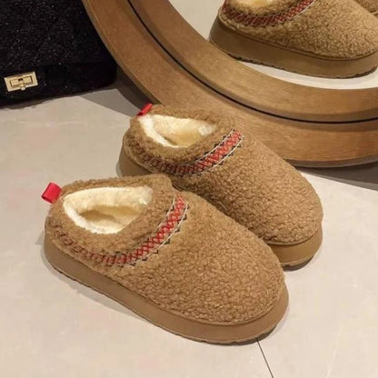 Women Cozy Cotton Platform Furry Slippers