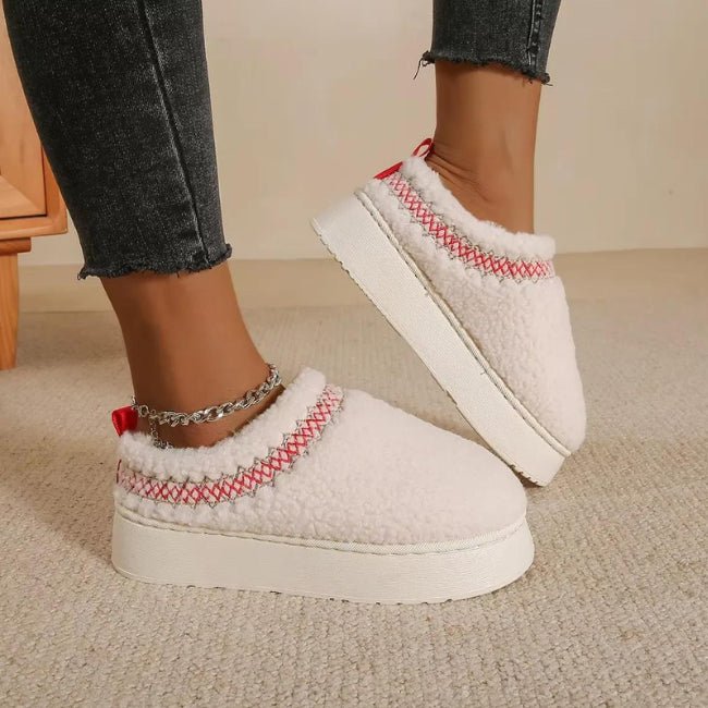 Women Cozy Cotton Platform Furry Slippers