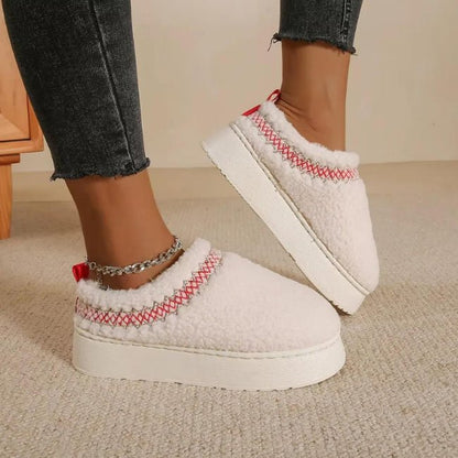 Women Cozy Cotton Platform Furry Slippers