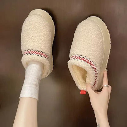 Women Cozy Cotton Platform Furry Slippers