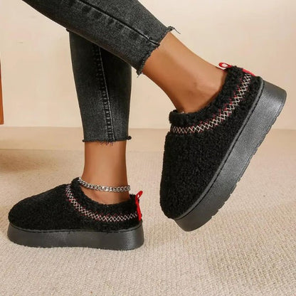 Women Cozy Cotton Platform Furry Slippers