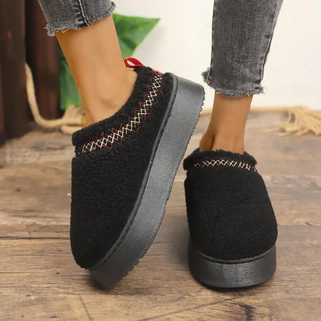 Women Cozy Cotton Platform Furry Slippers