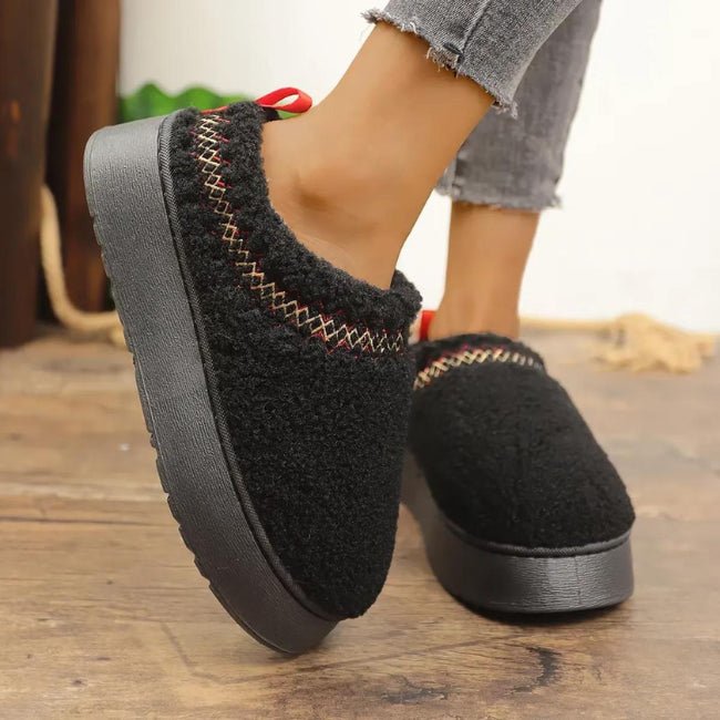 Women Cozy Cotton Platform Furry Slippers