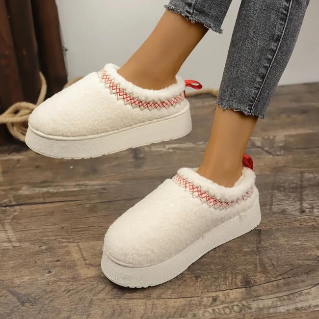 Women Cozy Cotton Platform Furry Slippers