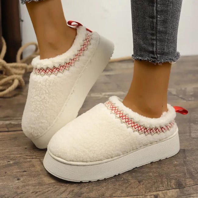 Women Cozy Cotton Platform Furry Slippers