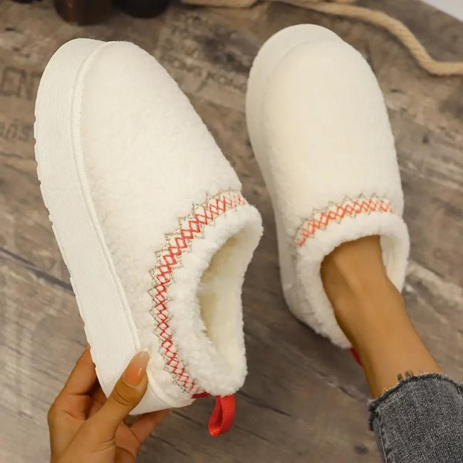 Women Cozy Cotton Platform Furry Slippers