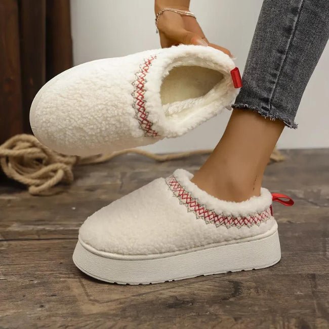 Women Cozy Cotton Platform Furry Slippers