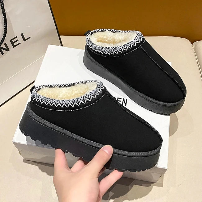 Women Plush Platform Furry Slippers