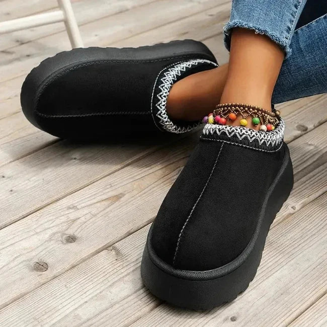 Women Plush Platform Furry Slippers