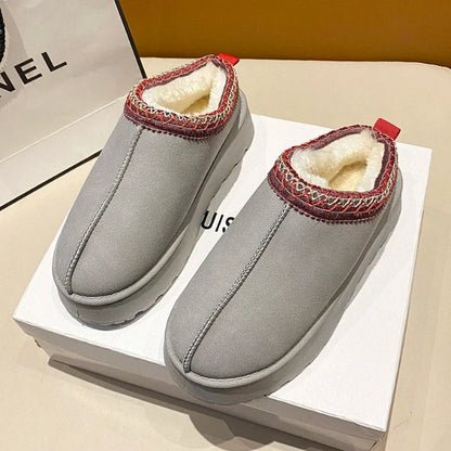 Women Plush Platform Furry Slippers