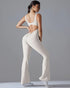 Seamless Sleeveless O-Neck & V-Back Tummy Control Butt Lifting Flared Yoga Jumpsuit